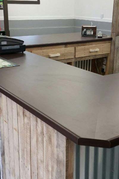 rustic commerical desk counter